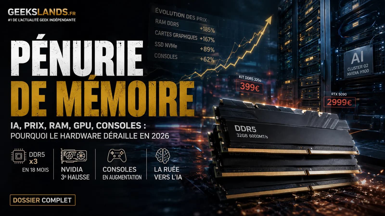Pénurie de mémoire : pourquoi l’IA fait exploser le prix de ta RAM, de ta carte graphique et de ta prochaine console