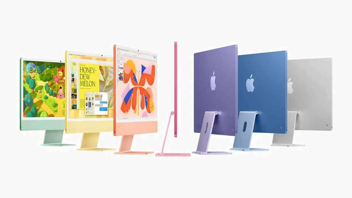 Les sept coloris de l'iMac M4 de 24 pouces, présenté par Apple en octobre 2024