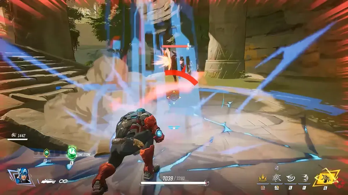 Un Captain America boosté à la pierre d'infinité en pleine action - Marvel Rivals / Netease