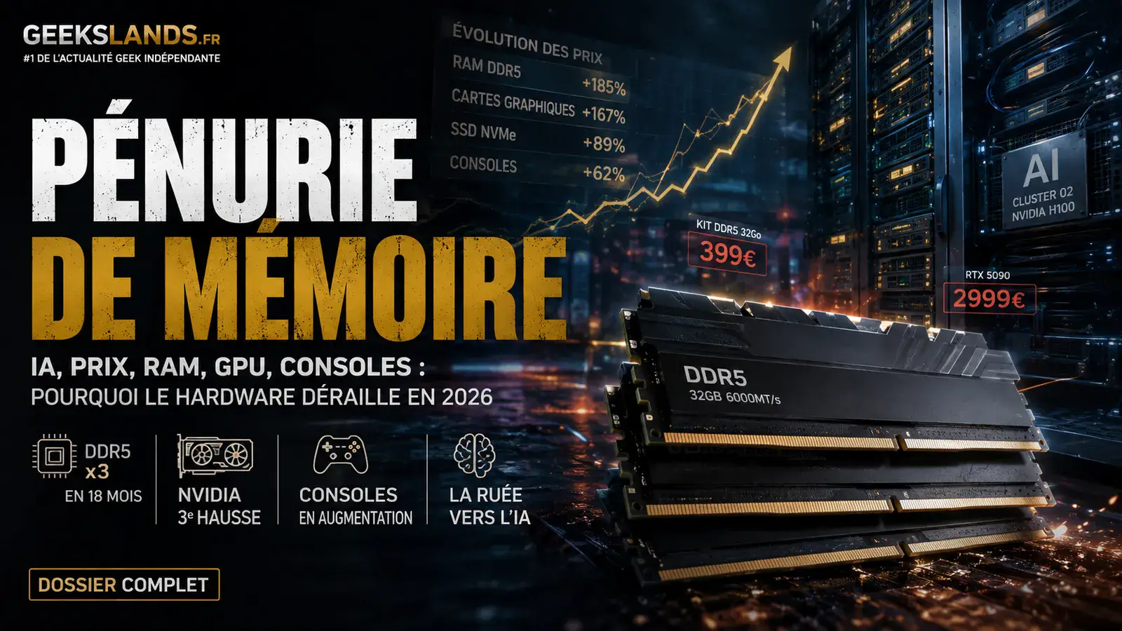 Pénurie de mémoire : pourquoi l’IA fait exploser le prix de ta RAM, de ta carte graphique et de ta prochaine console